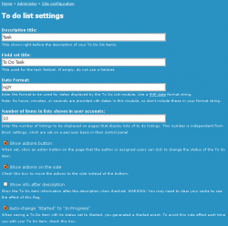 To Do List Global Settings. To Do List Global Settings.